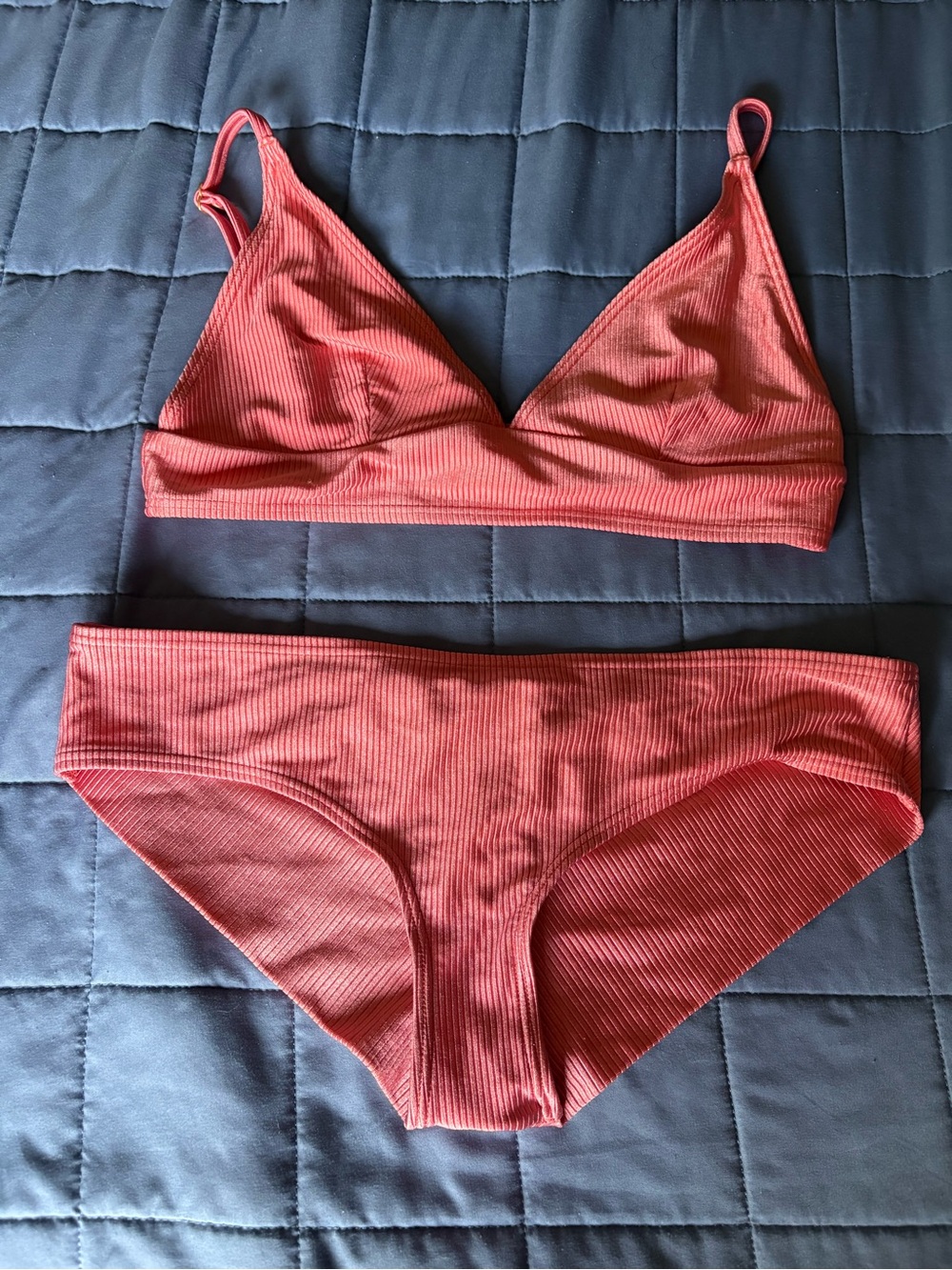 Vince Pink Ribbed Bikini Set